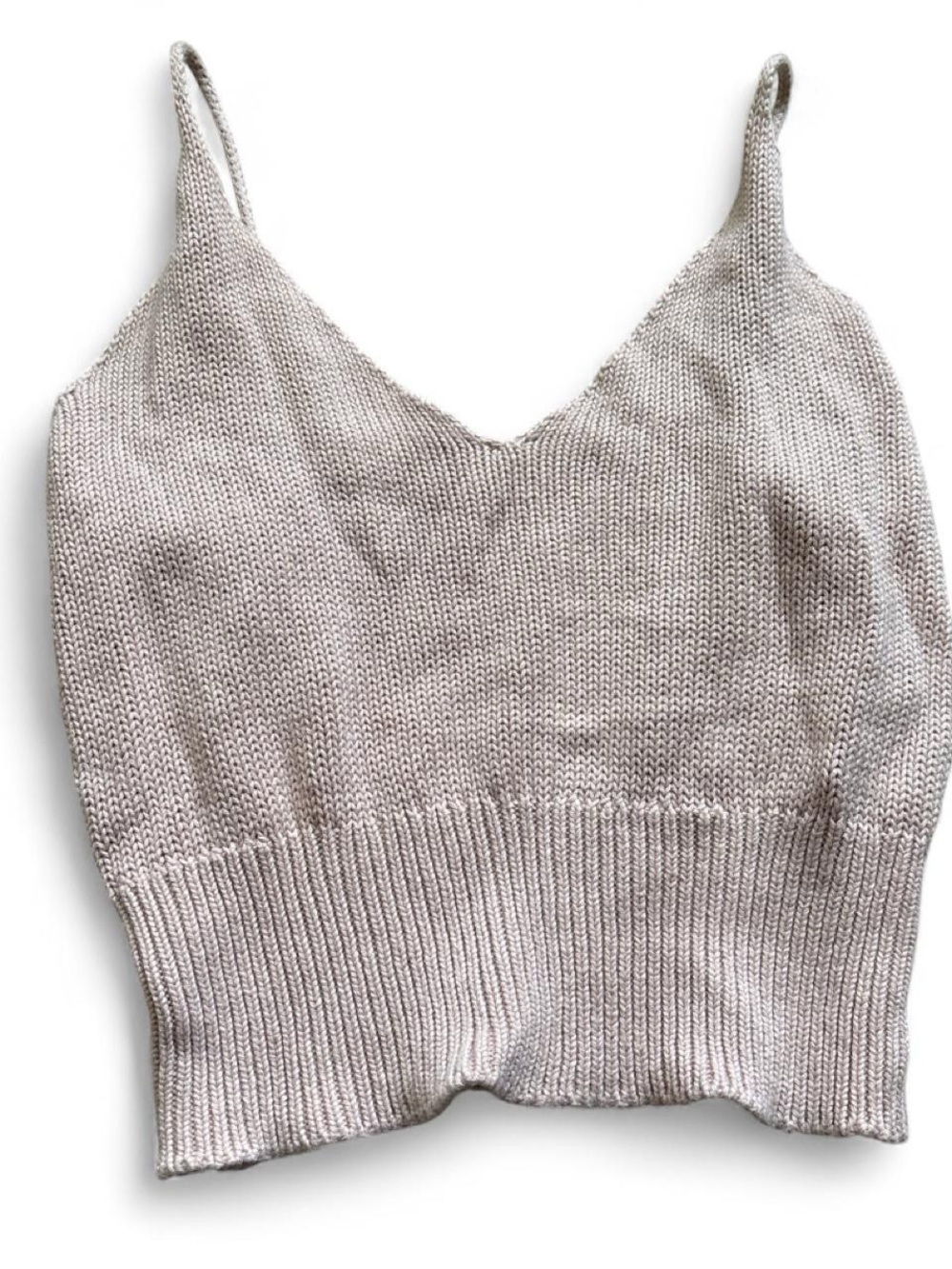 Light Taupe/Pink Knit Cami Tank Top - Women
